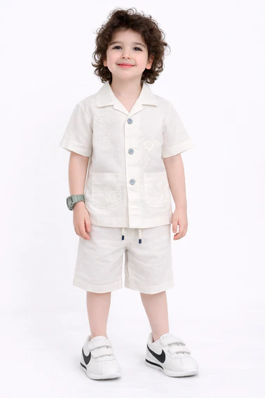 imported netted shirt stretch cotton short set