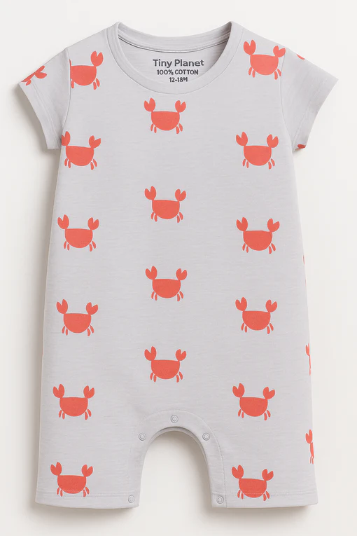 lil' crab themed cotton romper (ivory)