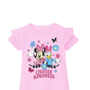 Choose KINDNESS Frill Half Sleeve T Shirt - Pink