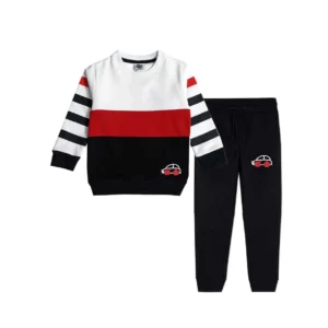 mini car stripper sleeves penal fleece tracksuit white red & black