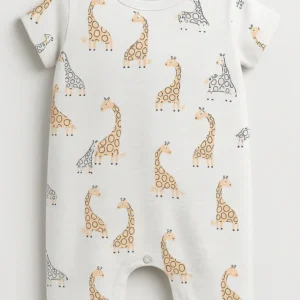 giraffe themed cotton romper (cream)