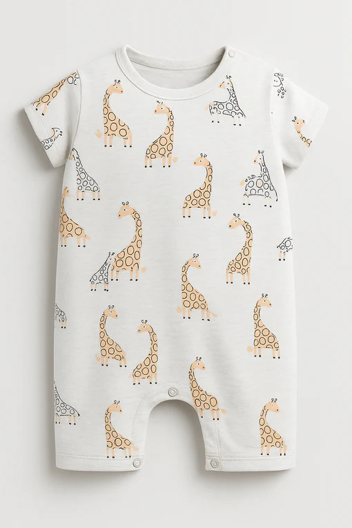 giraffe themed cotton romper (cream)
