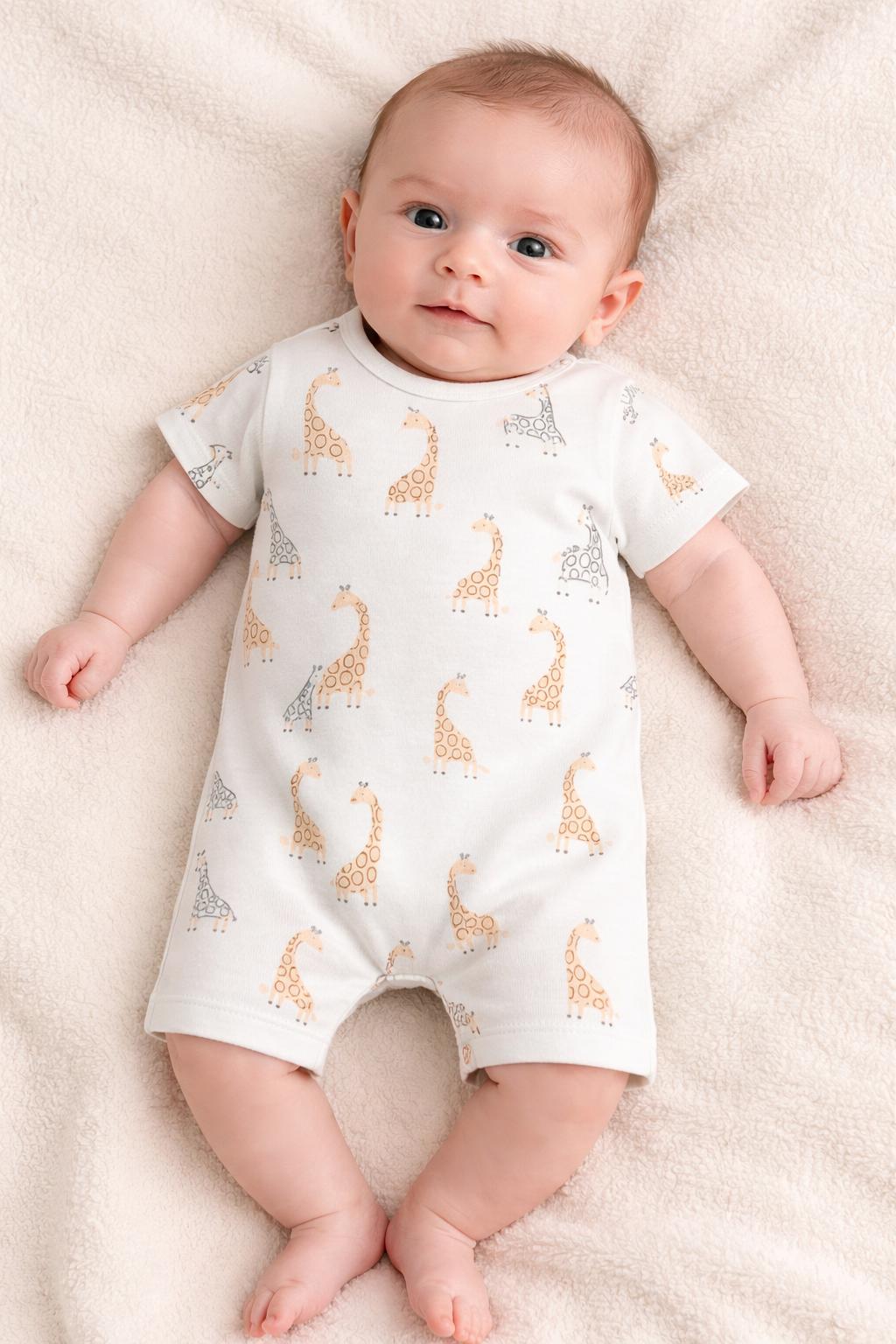 giraffe themed cotton romper (cream)