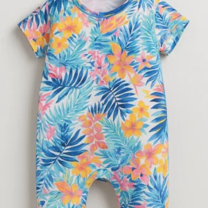 tropical bloom cotton romper (multi floral)