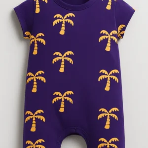 palm play cotton romper (purple)