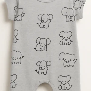 lil’ ellie themed cotton romper (gentle grey)