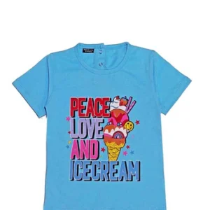peace love & icecream tee shirt sky blue