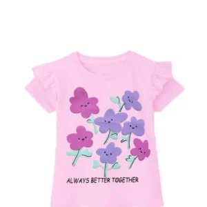 purple flowers always better frill tee baby pink