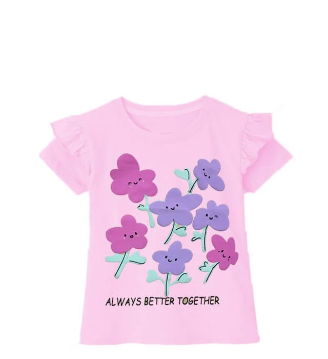 purple flowers always better frill tee baby pink