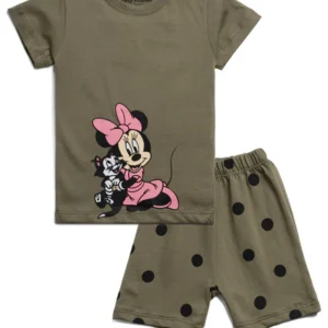 new born minnie moments cotton short set (forest fudge)