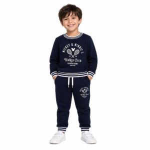 tennis club fleece tracksuit navy blue